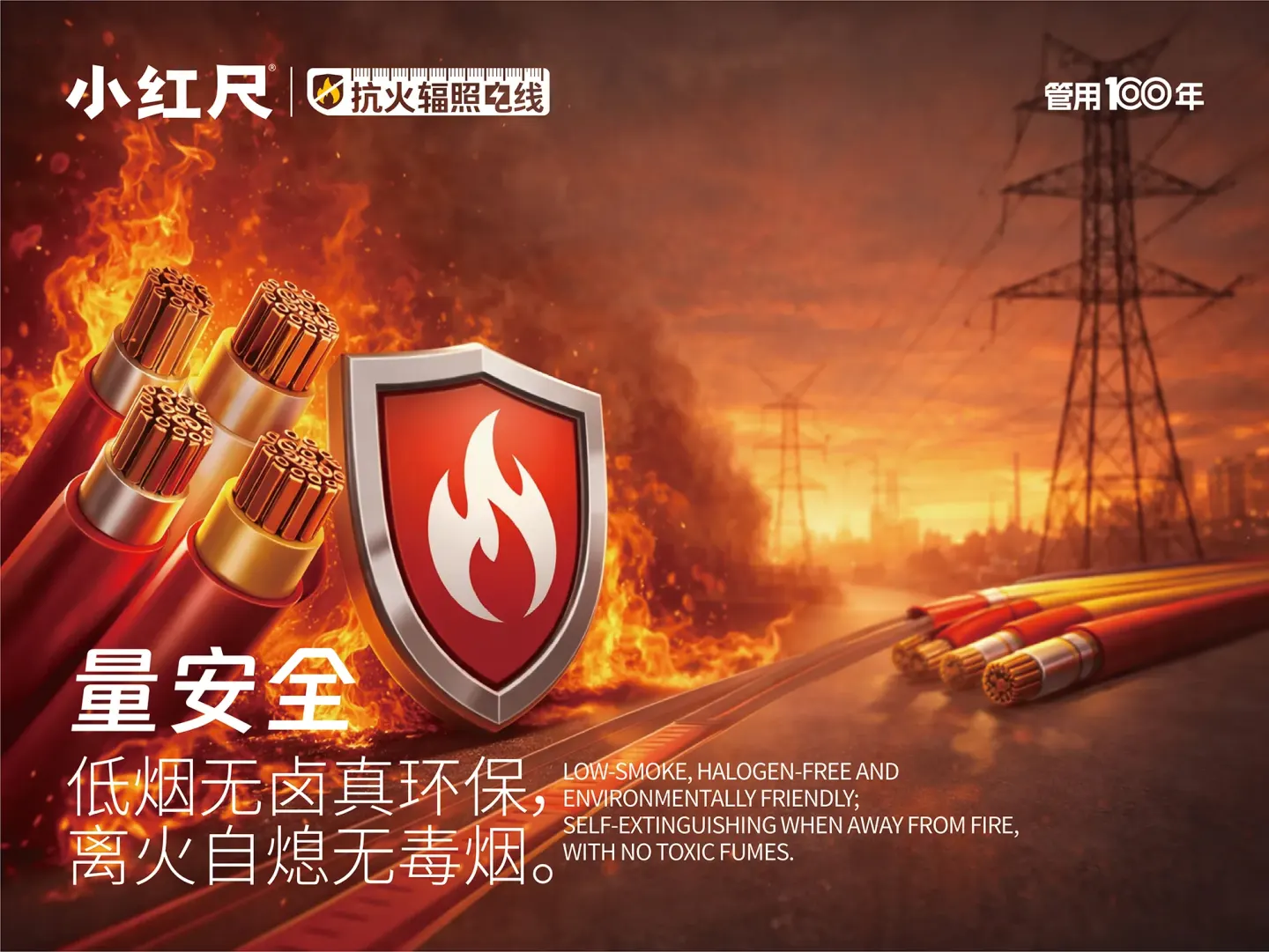 小红尺抗火辐照电线 品牌设计作品